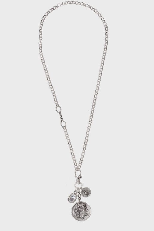 Pewter Charm Long Necklace