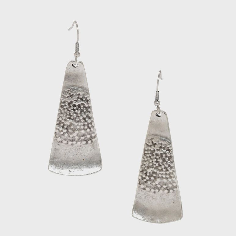 2&quot; Triangular Pewter Earrings