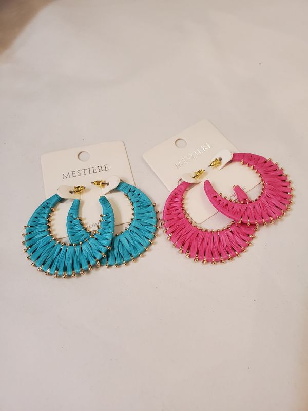 Gold &amp; Raffia Hoops