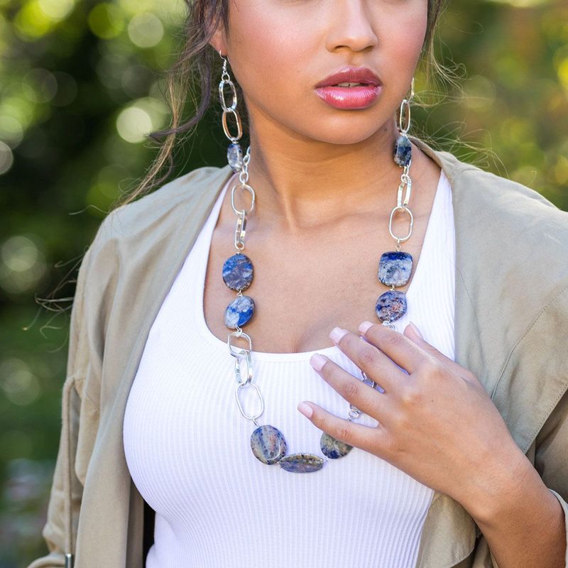 Silver &amp; Sodalite Necklace (N514S)