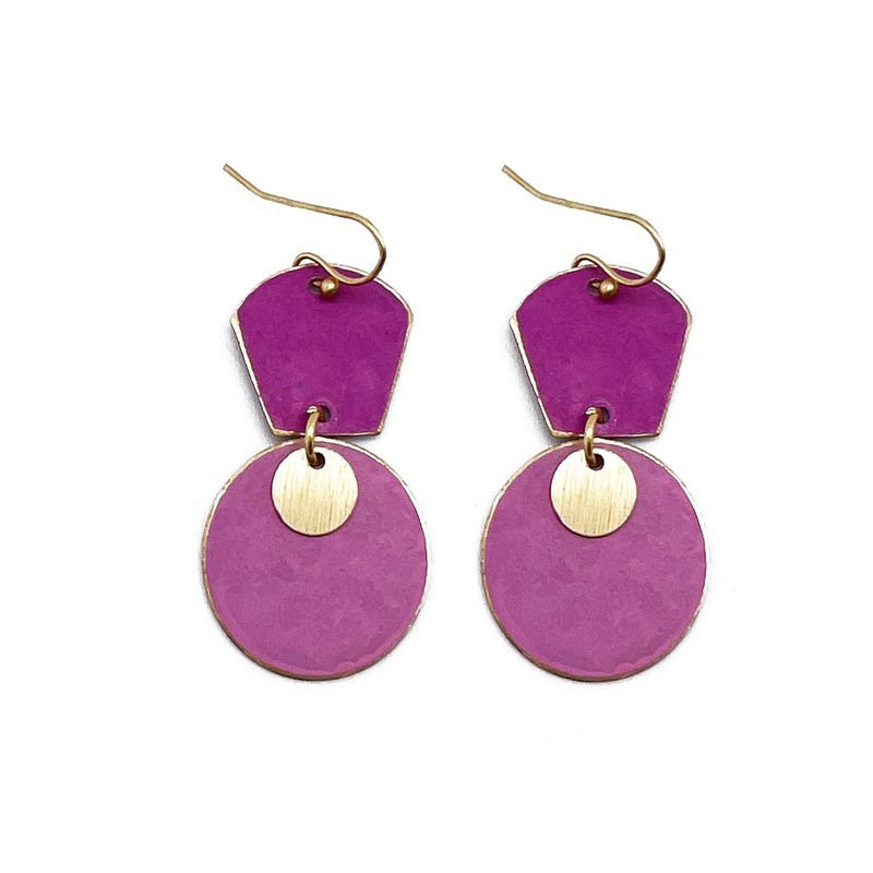 Pink &amp; Gold Brass Earrings (EP826)