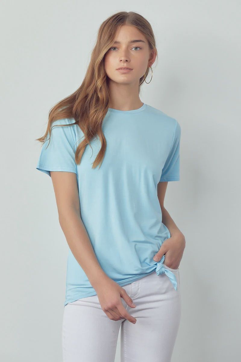 Joh. Kendall Crewneck Top (K8621C), Color: Baby Blue, Size: Small