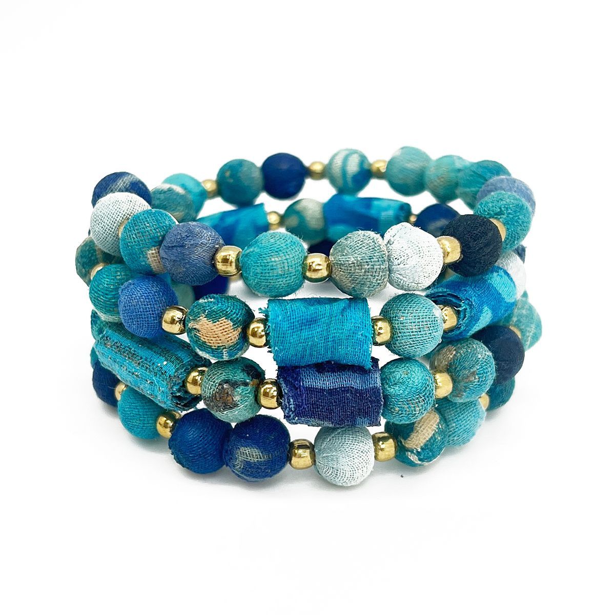 Fabric Coil Bracelet - Aqua