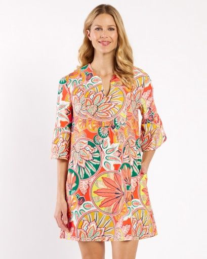 Jude Connally &quot;KERRY&quot; Dress, Size: Medium, Colour: STAINED GLASS CORAL GOLD