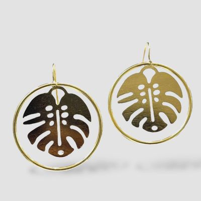 Gold Palm Leaf Earrings