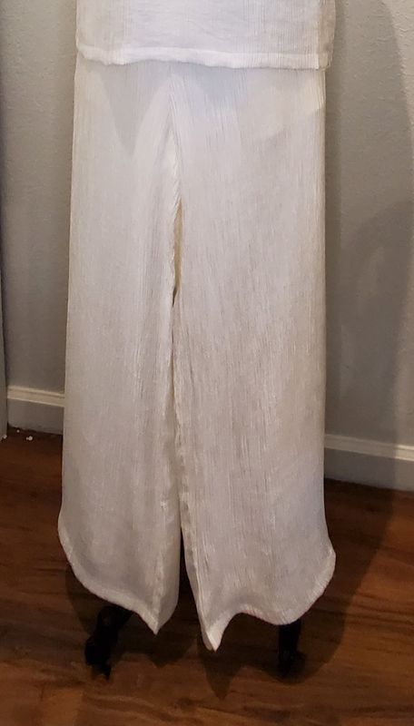 Damee Wide Leg Crinkle Pant (1223) White