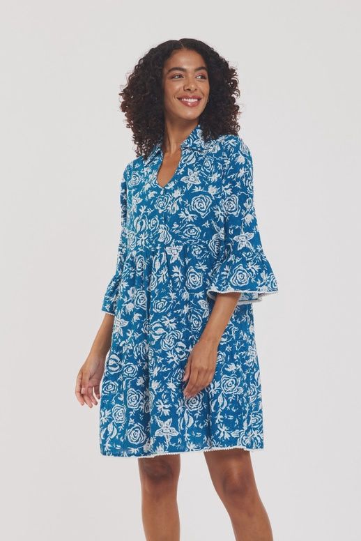 Moda Posa &quot;Cadenza&quot; Navy &amp; White Floral Dress