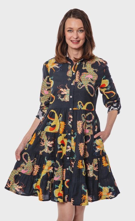 Dizzy-Lizzie &quot;Delray&quot; Dress (6618-M718) Black Dragons