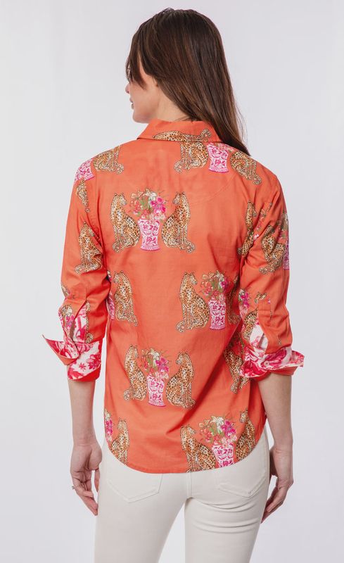 Tizzie "Rome" Shirt (4023 M023) Orange with Cats