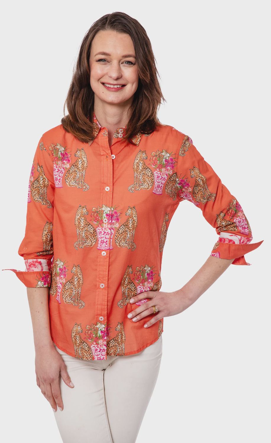 Tizzie &quot;Rome&quot; Shirt (4023 M023) Orange with Cats