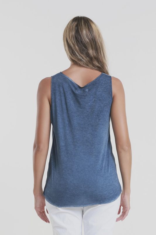 Tina Stephens Belinda Metallic Accent Viscose Knit Tank (BT229M) Brushed Navy