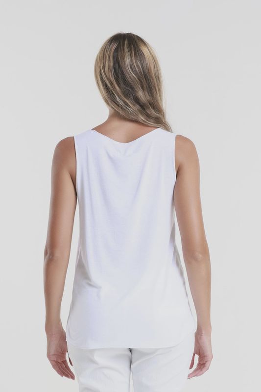 Tina Stephens Belinda Metallic Accent Viscose Knit Tank (BT229M) White