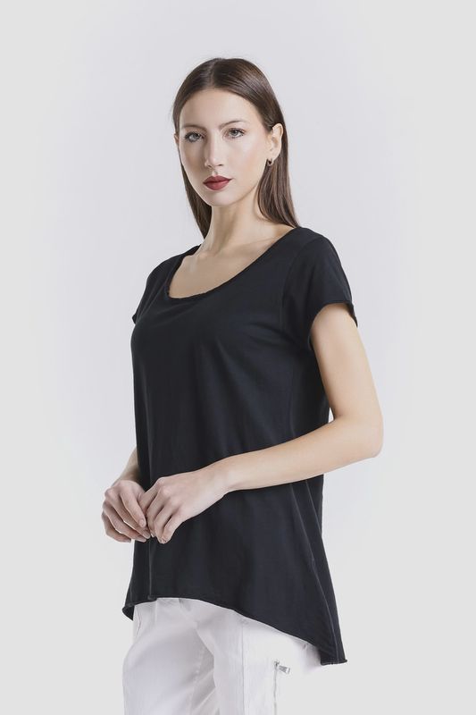 Tina Stephens Opal Hi Lo Crew Neck Tee (BSS126) Black