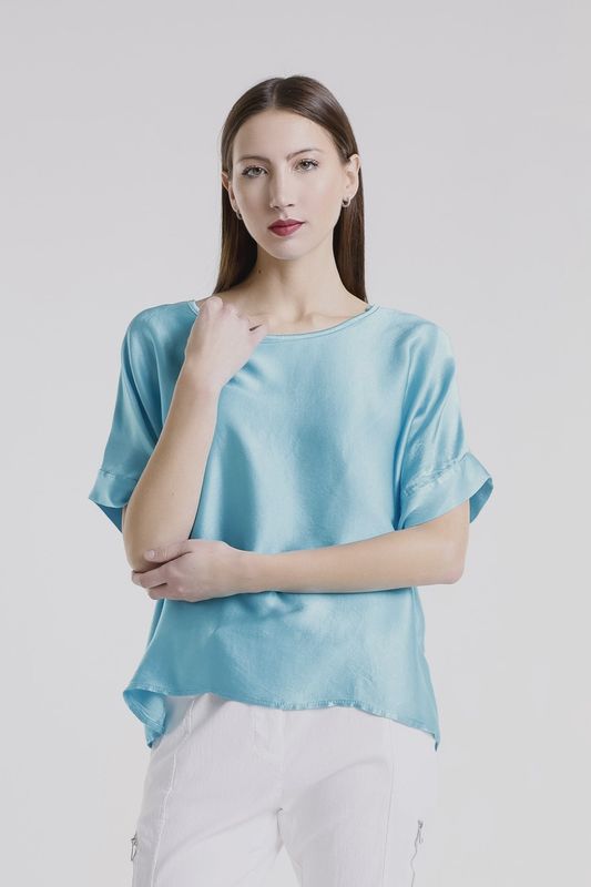 Tina Stephens Venus Viscose Sheen Top (BSS235) One Size - Turquoise