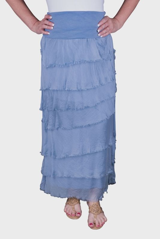 Tina Stephens Elisa Silk Ruffle Skirt (SL201) Jeans - One Size