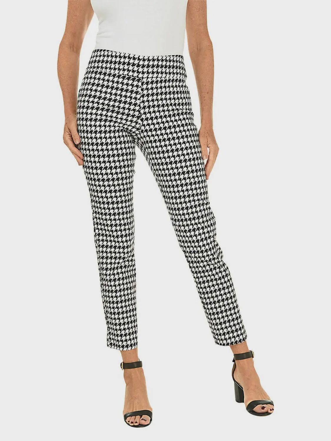 Krazy Larry Pull on Pant (P507) Black Mini Hounds Tooth