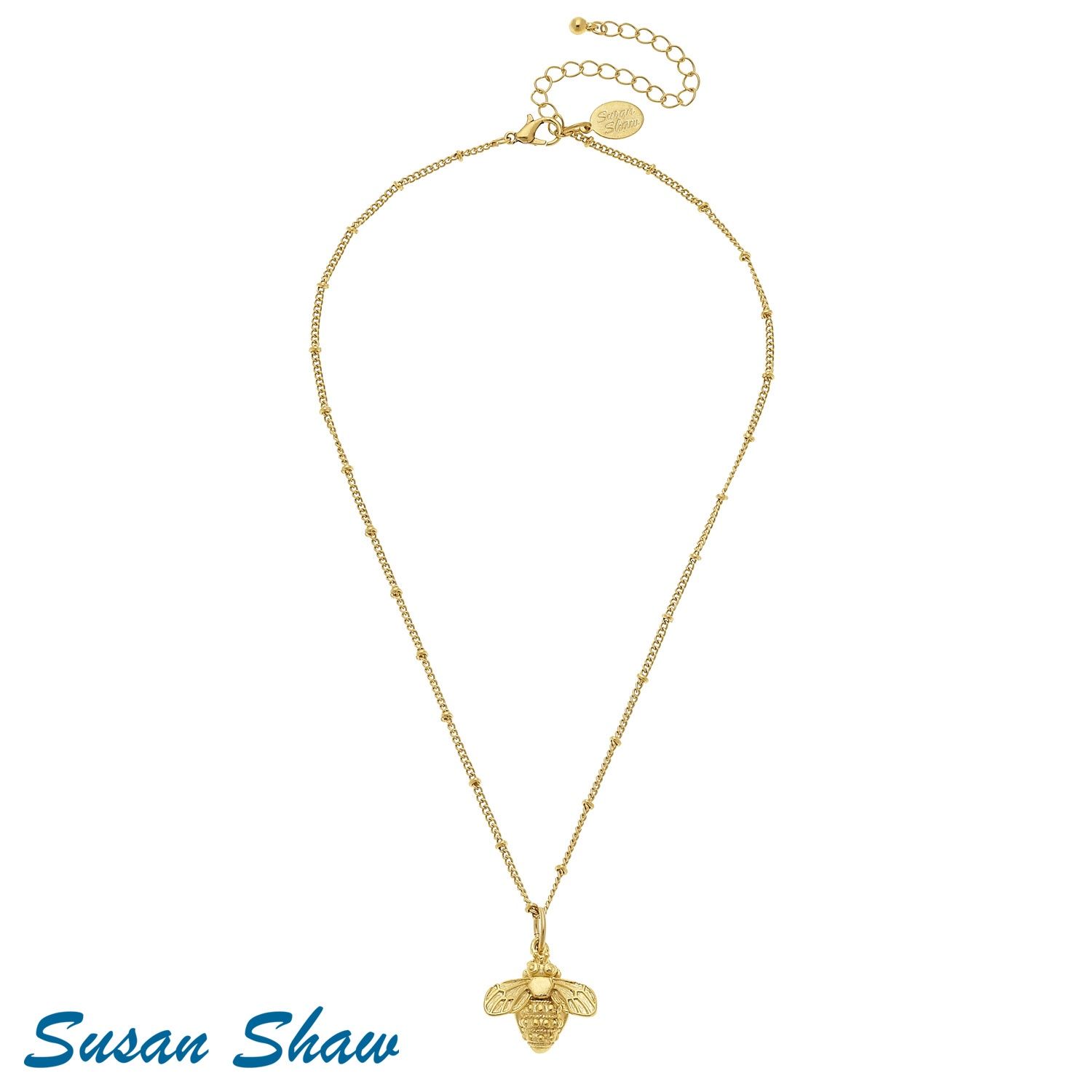 Bee on Dotted Chain Necklace, Material: Gold