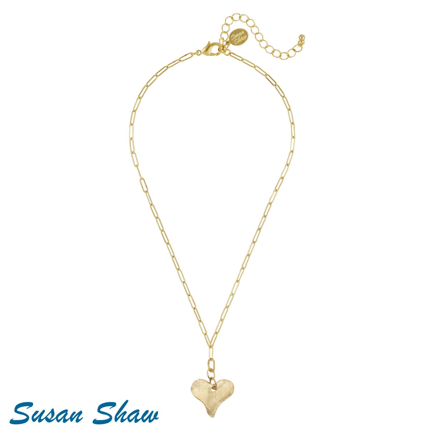 Heart Paperclip Necklace, Material: Gold