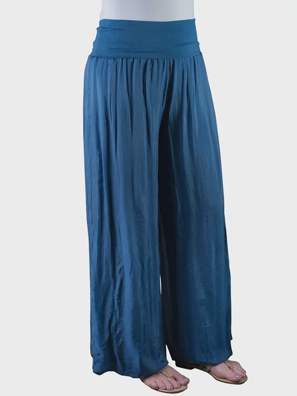 Tina Stephens Mercedes Silk Foldover Waist Pant (PL203) Peacock