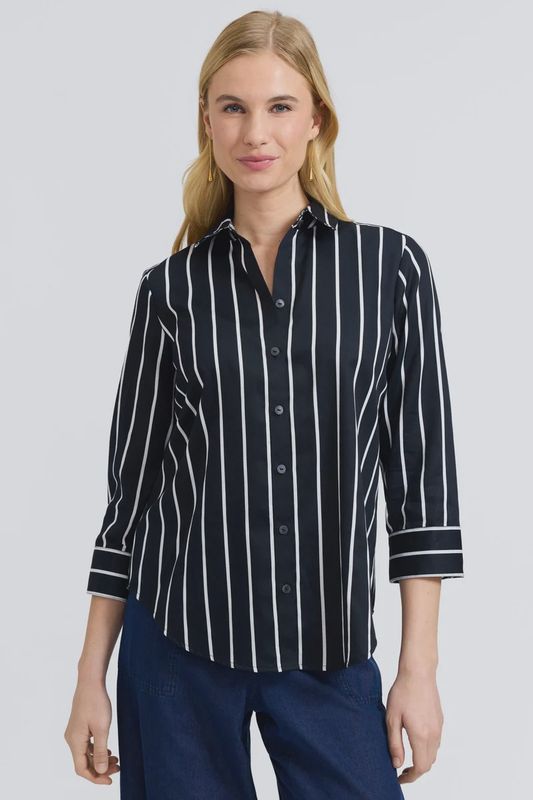 Foxcroft Margie Striped Blouse (203717) Black &amp; White