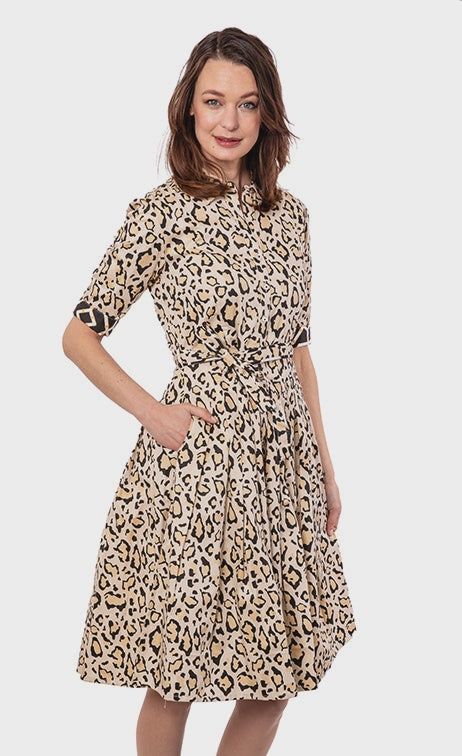 Dizzy-Lizzie &quot;Mrs. Maizel&quot; Dress (663-F2026) Leopard Print