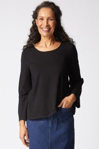 Habitat Core Travel Solid Pleated Sleeve Tee (55921) Black, Size: XS