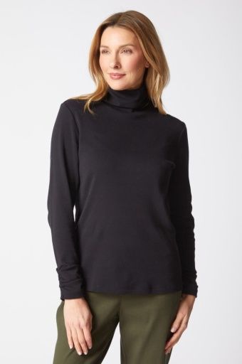 Habitat Cozy Rib Solid Ruched Turtleneck - Black, Size: XL