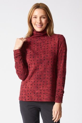 Habitat Cozy Rib Tie Dye Ruched Turtleneck (19812) Wine