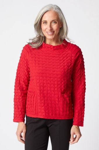 Habitat Textured Tides Raglan Pocket Top  (19105) Ruby, Size: XS