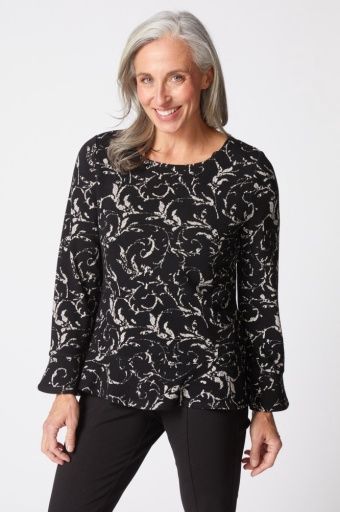 Habitat Jacquard Scroll Peplum Pullover (85900) Dove