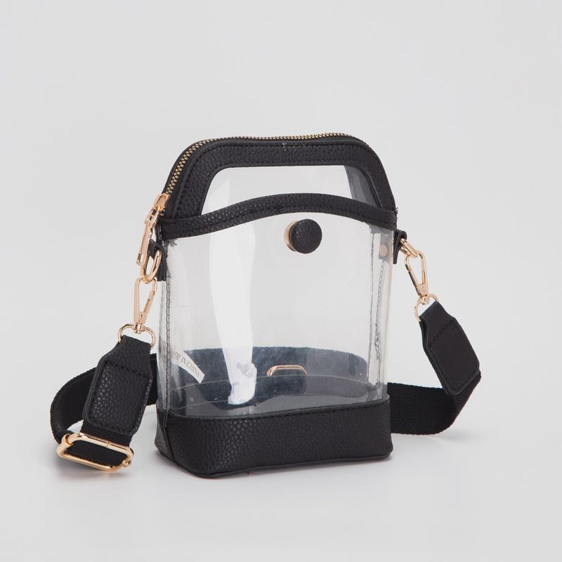 Game Day Stadium Button Style Clear Bag - Black
