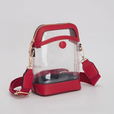 Game Day Stadium Button Style Clear Bag - Red