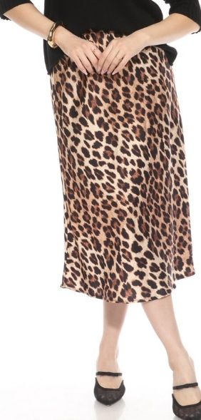 Flora Ashley Print Silk Skirt (9806) Leopard