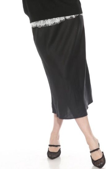 Flora Ashley Solid Silk Skirt (9806) Black