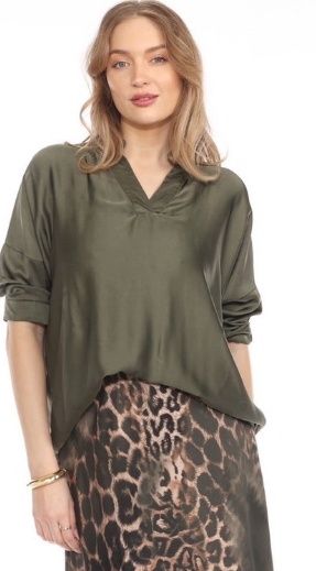 Flora Ashley Silk Dolman Sleeve Top (9819) Olive