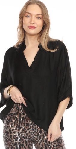 Flora Ashley Silk Dolman Sleeve Top (9819) Black
