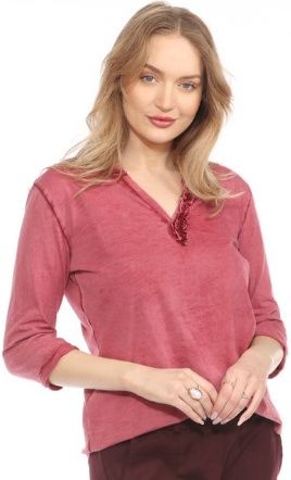 Flora Ashley Ruffle VNeck Top (9846) Burgundy