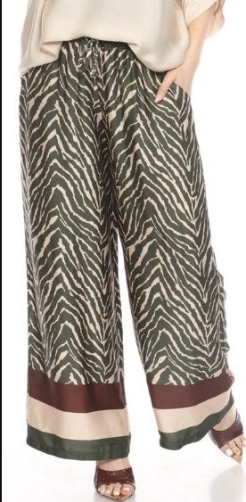 Flora Ashley Printed Silk Pant (9810) Olive
