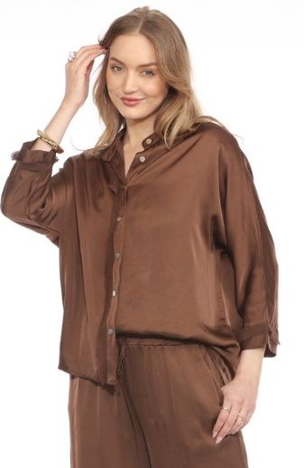 Flora Ashley Button Front Top (9823) Mocha