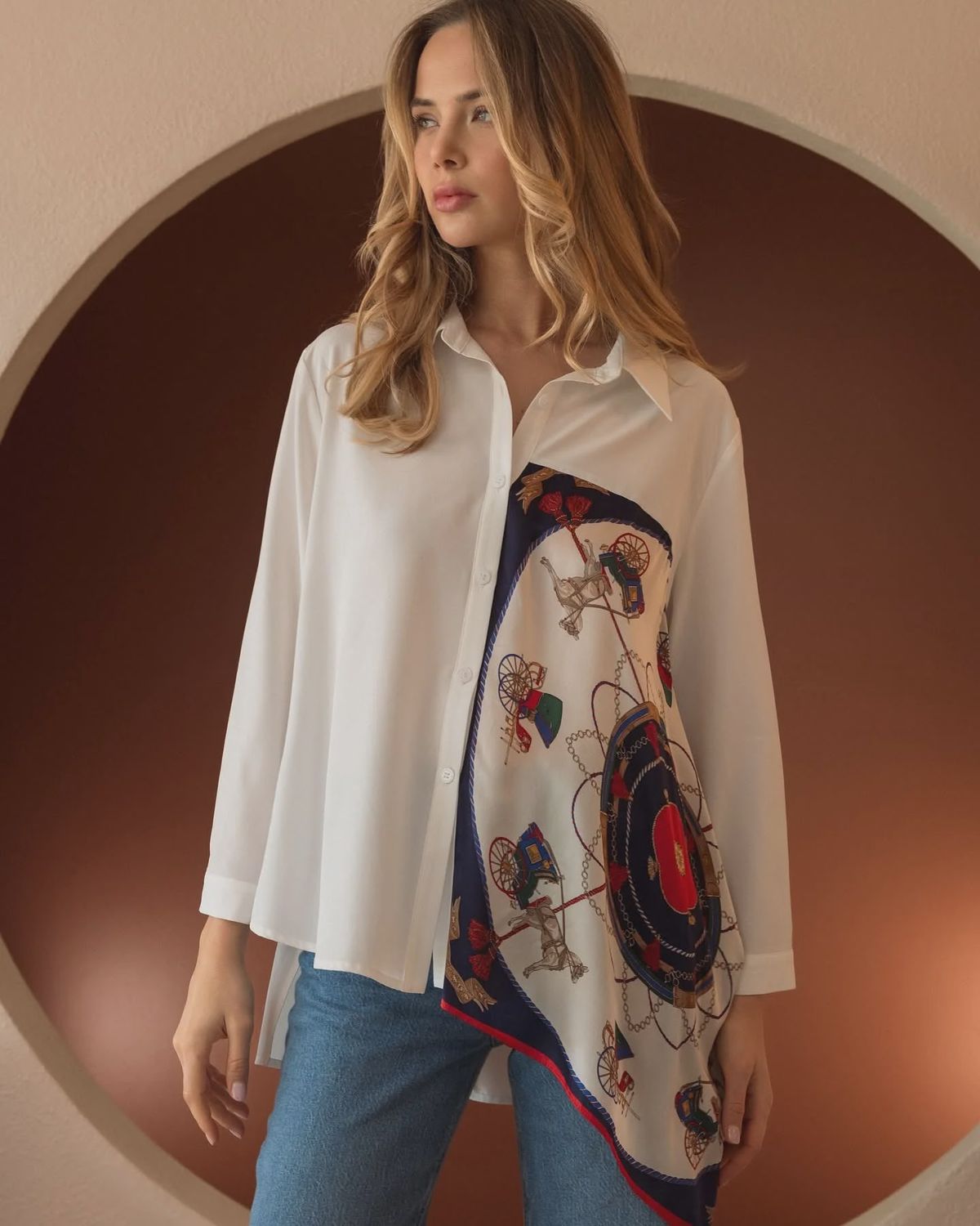 Joh. &quot;Jess&quot; Asymmetric Top w/Print (35689W) White