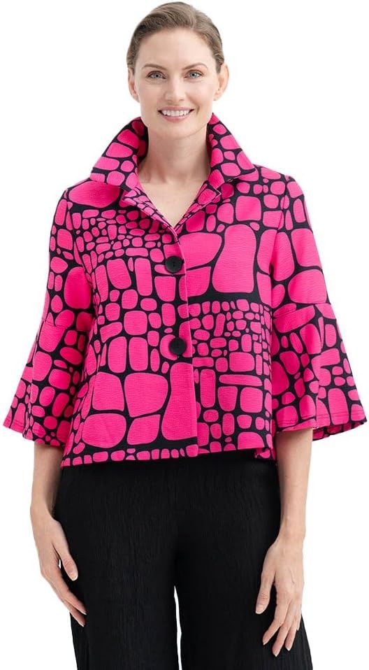 Damee Pebble Short Jacket (4962) Fuschia * Black