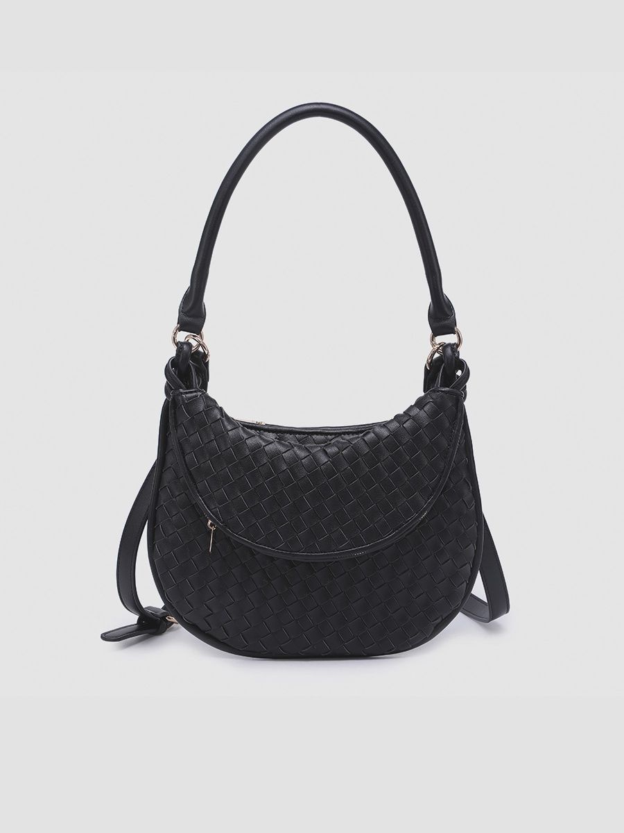 &quot;Kaylor&quot; Woven Crossbody w/ Pouch, Color: Black