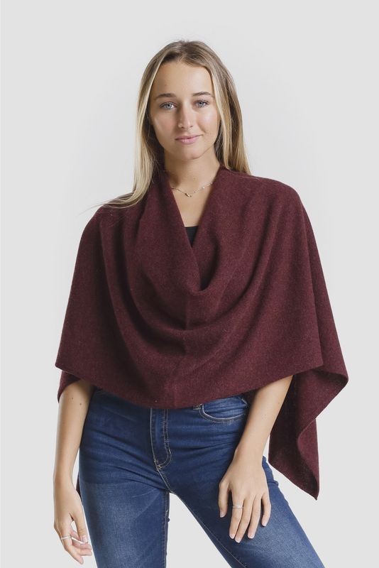 Tina Stephens Cashmere Ruana (SWE06) Eggplant