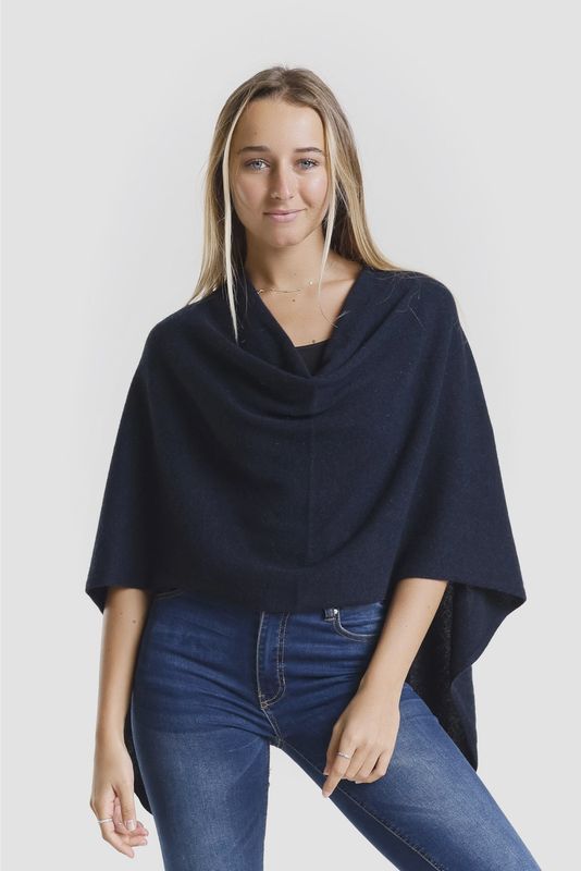 Tina Stephens Cashmere Ruana (SWE06) Navy
