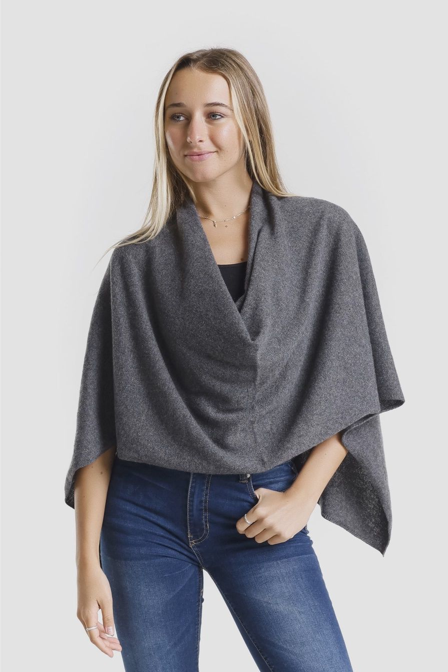 Tina Stephens Cashmere Ruana (SWE06) Anthracite