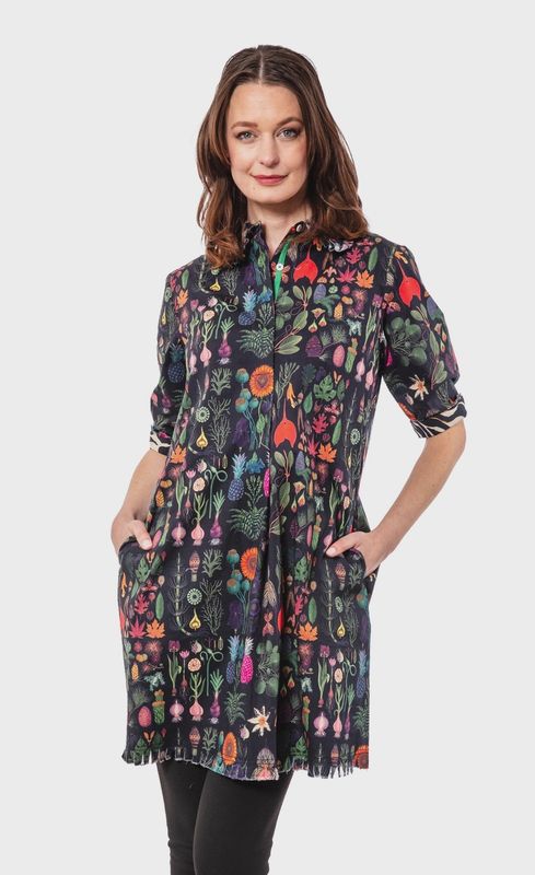 Dizzy-Lizzie Chatham Dress (615A-F3027) Black Botanical Print