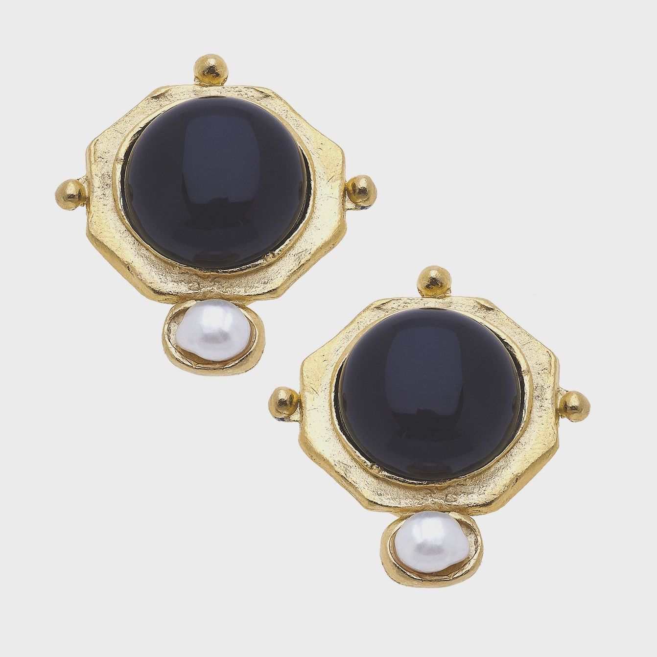 Becca Black Quartz &amp; Pearl Studs