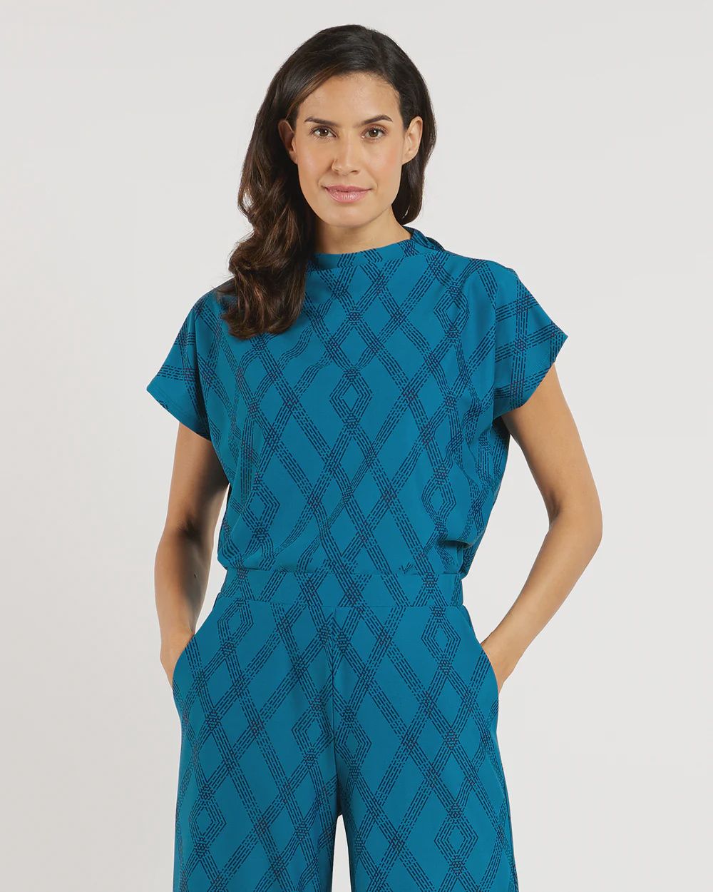 Jude Connally &quot;Tillie&quot; Top - Diamond Lattice Peacock