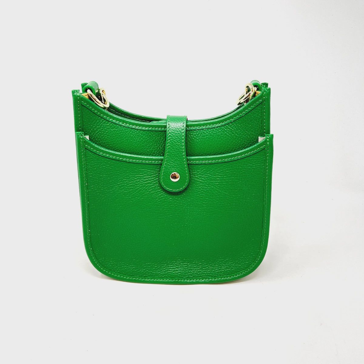Italian Leather Midsize Messenger Bag, Color: Kelly Green