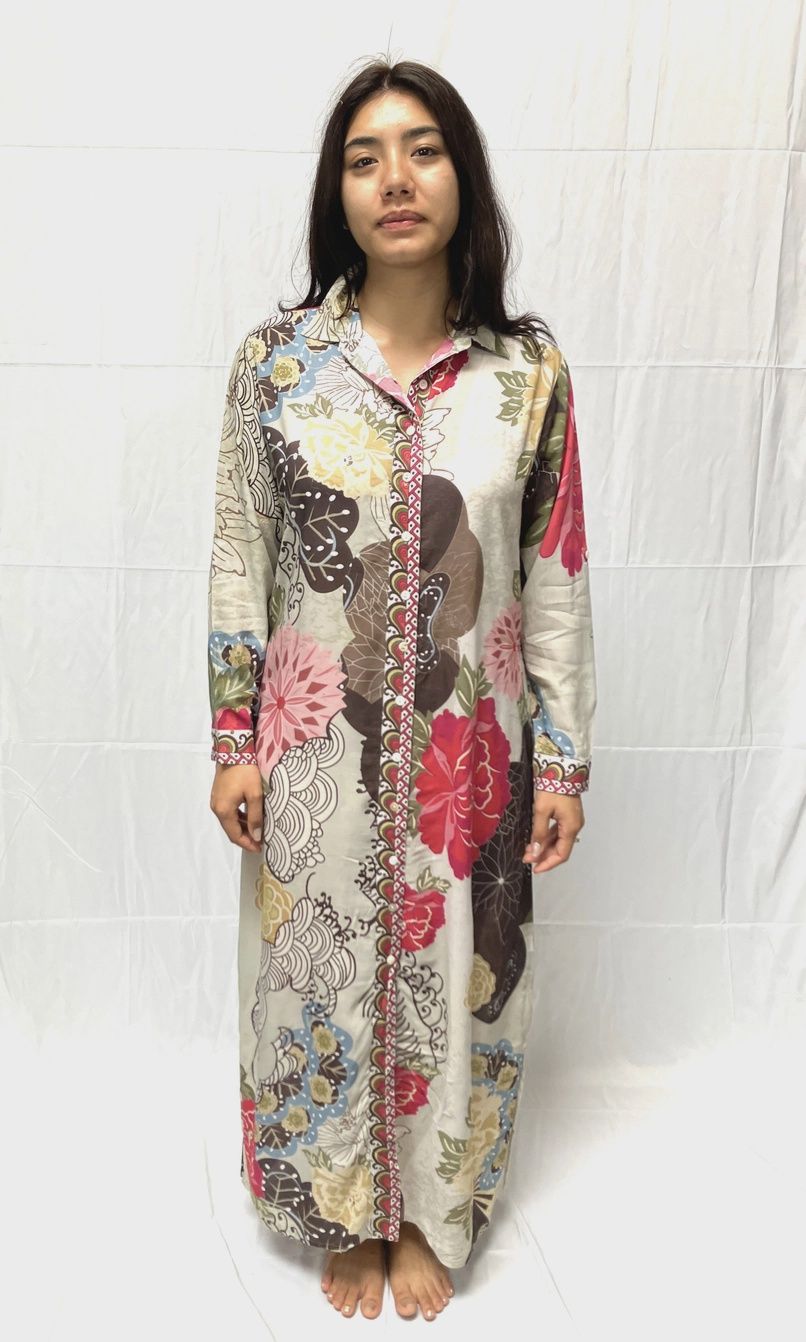 Dolma Collared Shirt Dress - Beige Brown